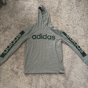 Adidas Gray Hoodie with Green Logo